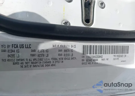 2016 Dodge Dart Sxt z USA, uszkodzony, nr VIN 1C3CDFBB0GD538062